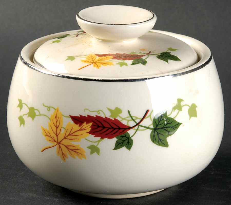 Autumn (Rhythm Shape) Sugar Bowl & Lid by Homer Laughlin -1