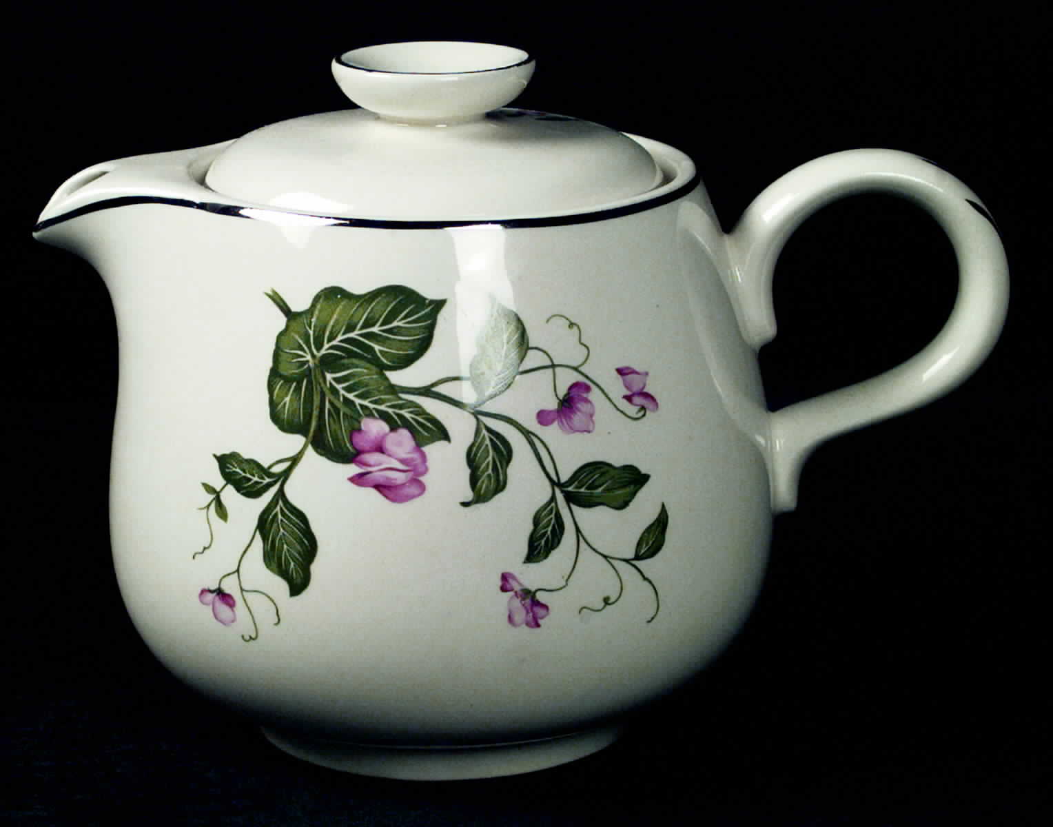 Sweet Pea (Platinum Trim) Teapot & Lid by Homer Laughlin -1