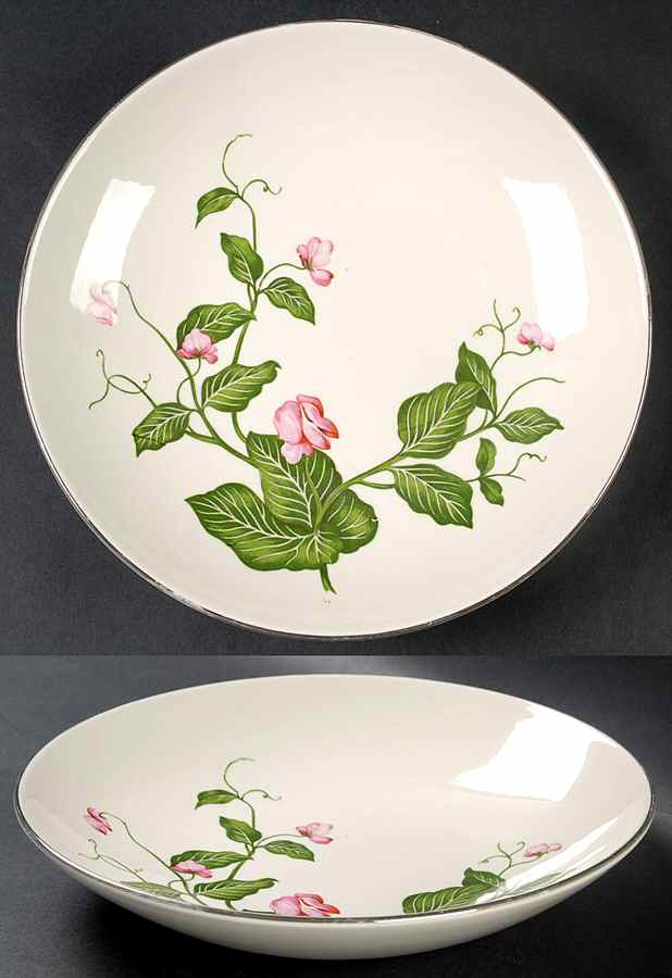 Sweet Pea (Platinum Trim) Coupe Soup Bowl by Homer Laughlin -1