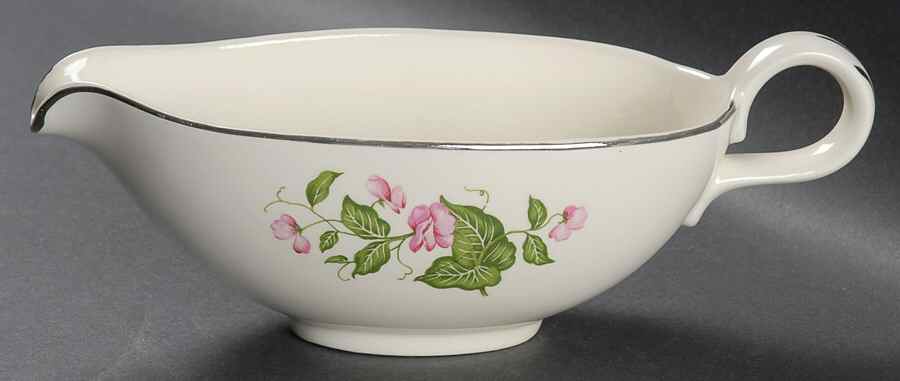 Sweet Pea (Platinum Trim) Gravy Boat by Homer Laughlin -1