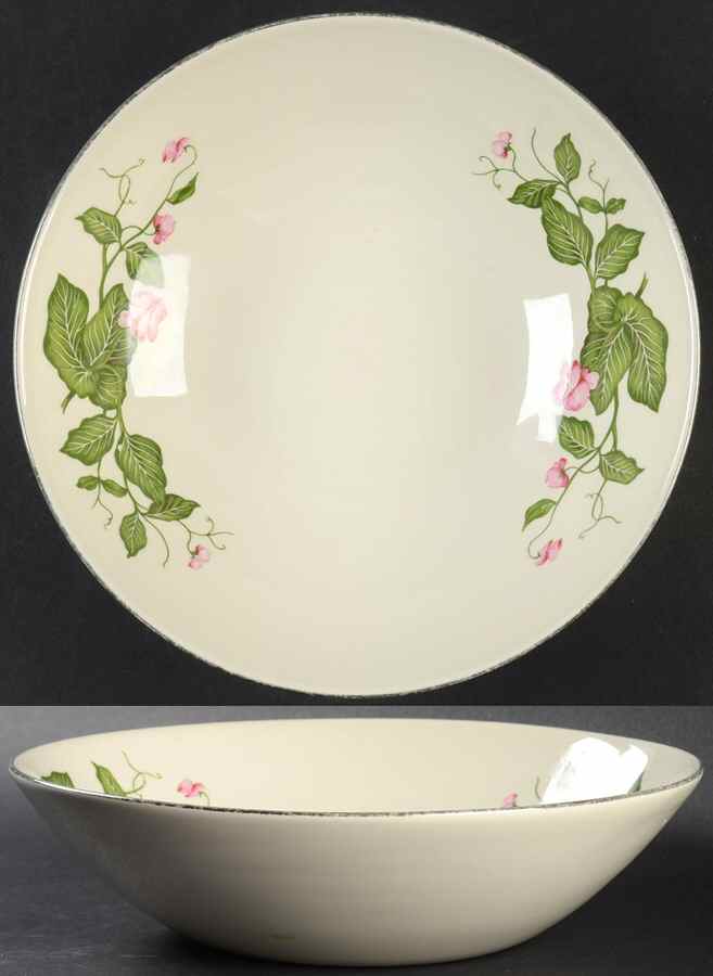 Sweet Pea (Platinum Trim) 8" Round Vegetable Bowl by Homer Laughlin -1
