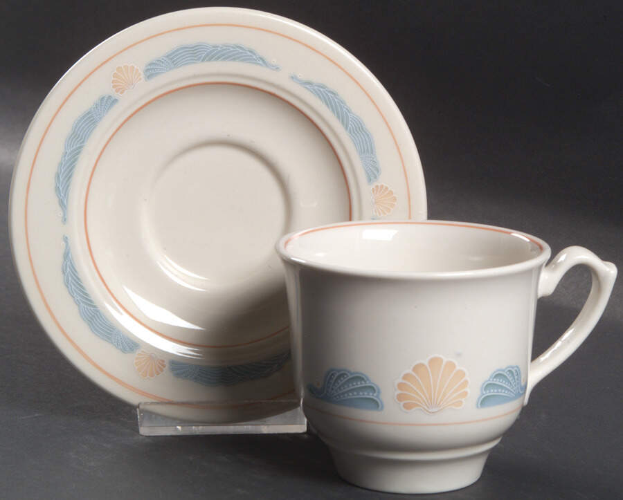 Seashell Flat Cup & Saucer Set by Homer Laughlin -1