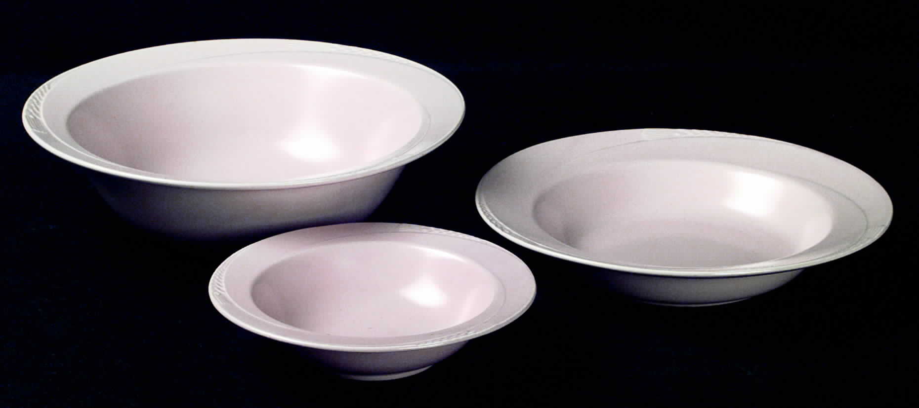 Serenade Pink Rim Soup Bowl by Homer Laughlin -1