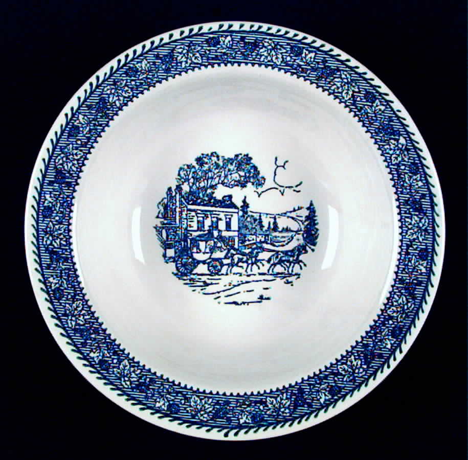 Shakespeare Country Blue (Leaves) Rim Cereal Bowl by Homer Laughlin -1