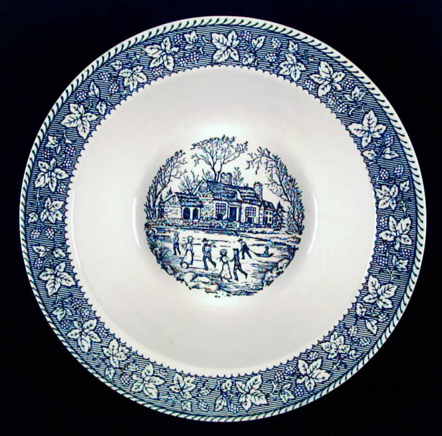 Shakespeare Country Blue (Leaves) 9" Round Vegetable Bowl by Homer Laughlin -1
