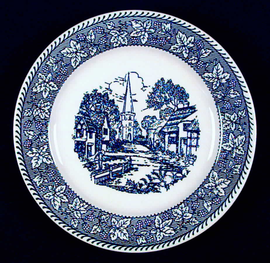Shakespeare Country Blue (Leaves) Luncheon Plate by Homer Laughlin -1