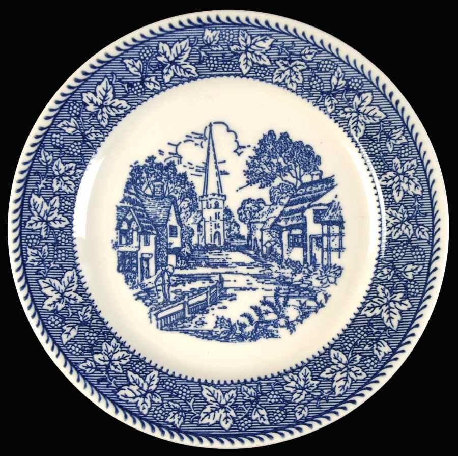 Shakespeare Country Blue (Leaves) Dessert/Pie Plate by Homer Laughlin -1