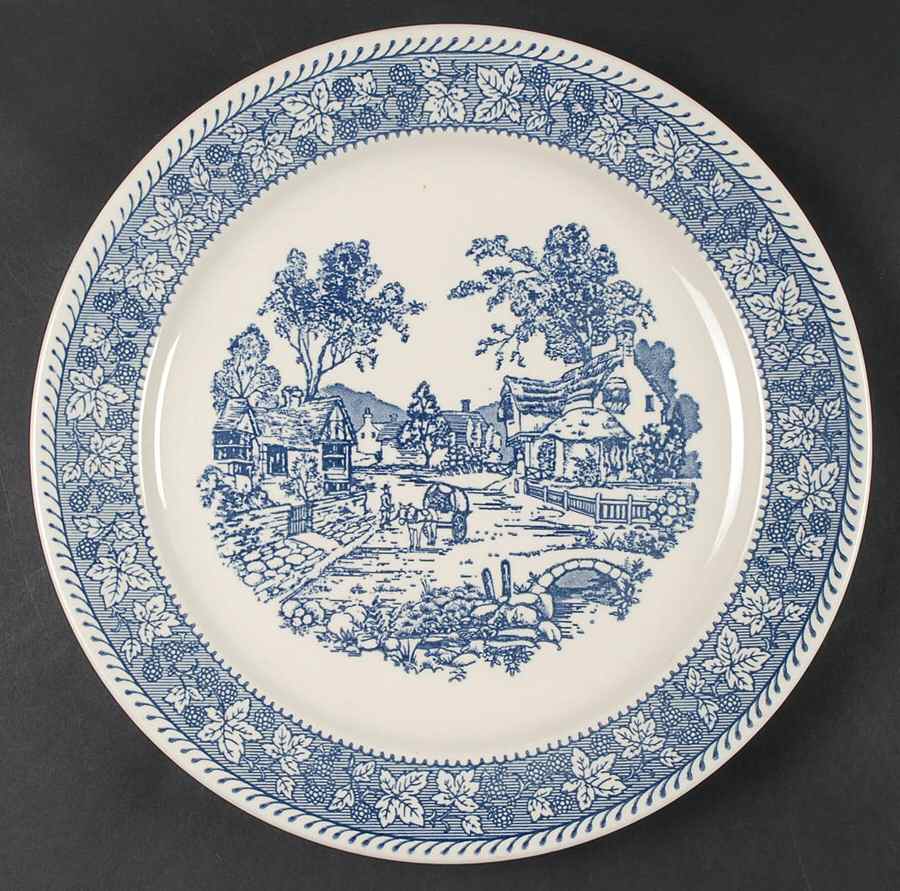 Shakespeare Country Blue (Leaves) 11" Chop Plate (Round Platter) by Homer Laughlin -1