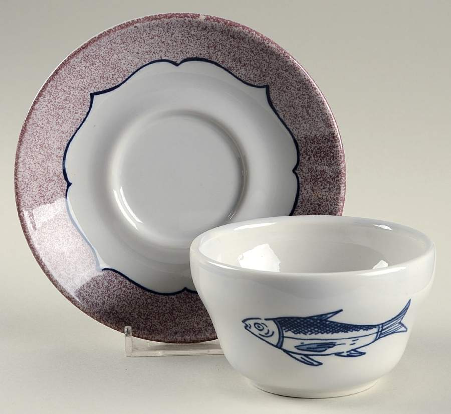 Shields Tavern Flat Bouillon Cup & Saucer by Homer Laughlin -1