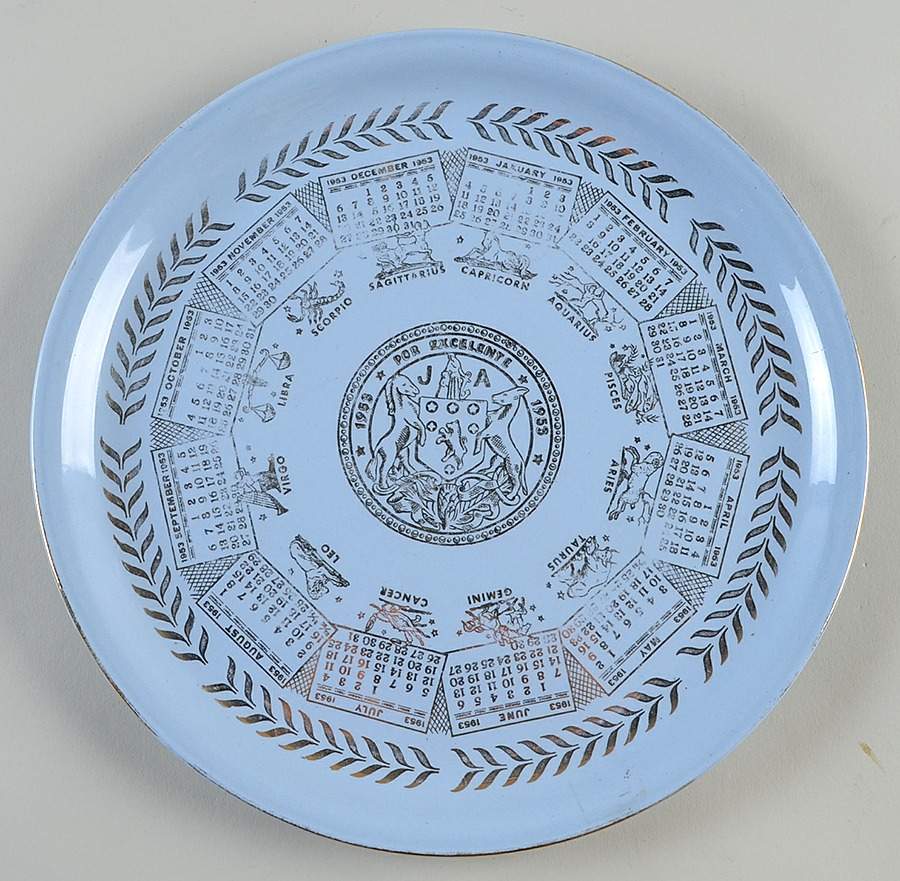 Skytone Blue (Undecorated) "1953" Calendar Plate by Homer Laughlin -1