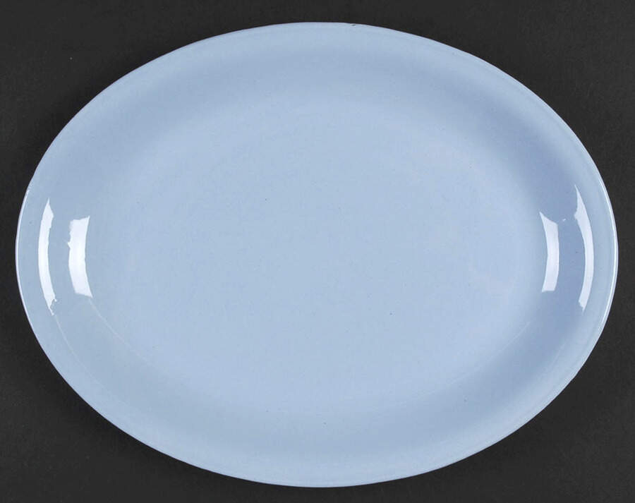 Skytone Blue (Undecorated) 11" Oval Serving Platter by Homer Laughlin -1