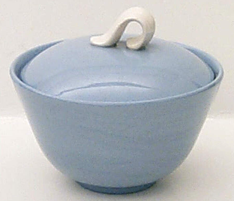 Skytone Blue (Undecorated) Sugar Bowl & Lid by Homer Laughlin -1
