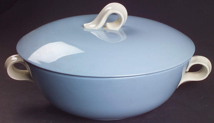 Skytone Blue (Undecorated) Round Covered Vegetable by Homer Laughlin -1