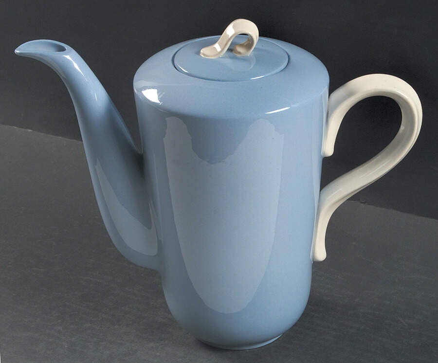 Skytone Blue (Undecorated) Coffee Pot & Lid by Homer Laughlin -1