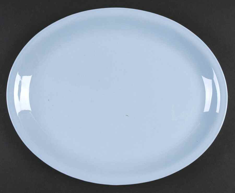Skytone Blue (Undecorated) 13" Oval Serving Platter by Homer Laughlin -1