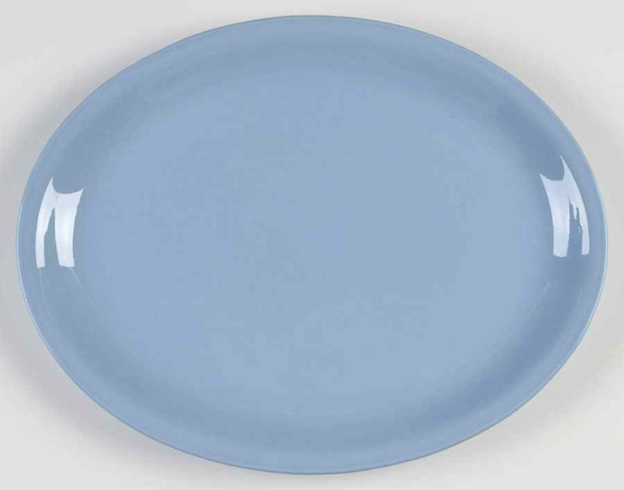 Skytone Blue (Undecorated) 14" Oval Serving Platter by Homer Laughlin -1