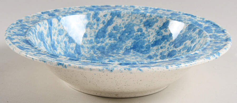 Splatter Blue 9" Round Vegetable Bowl by Homer Laughlin -1