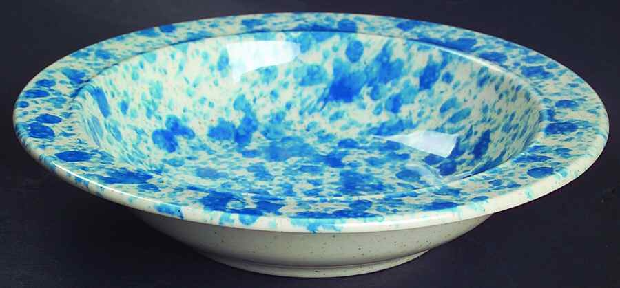 Splatter Blue Rim Cereal Bowl by Homer Laughlin -1