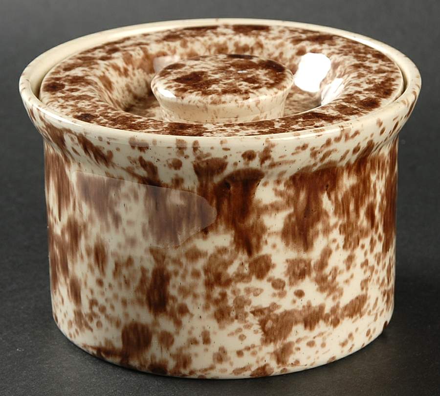 Splatter Brown Sugar Bowl & Lid by Homer Laughlin -1