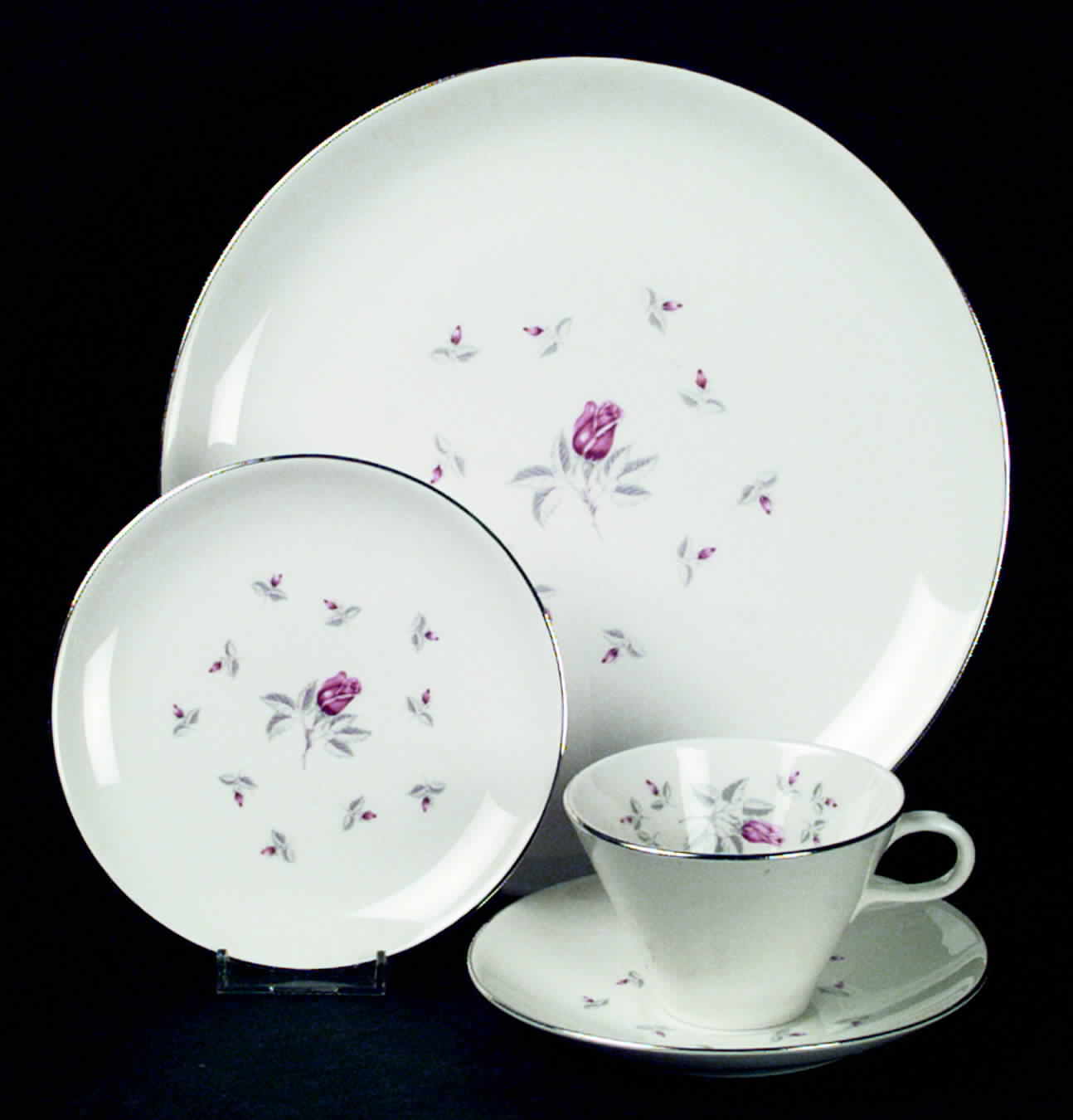 Spring Rose Flat Cup & Saucer Set by Homer Laughlin -1