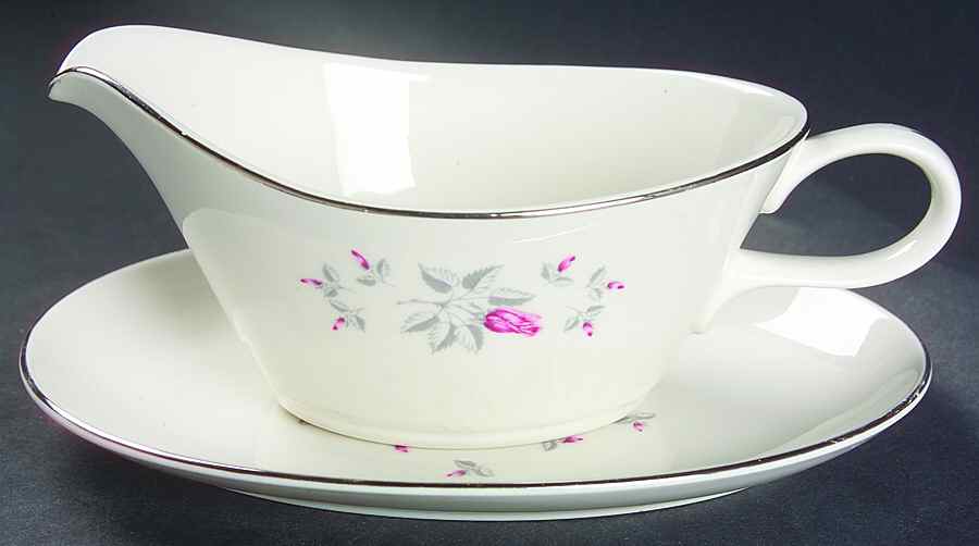 Spring Rose Gravy Boat & Underplate/Relish by Homer Laughlin -1