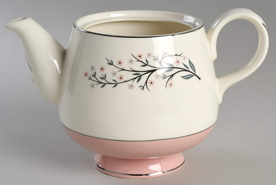Springtime (Pink Rim, CV32) Teapot No Lid by Homer Laughlin -1