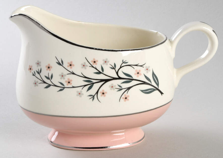 Springtime (Pink Rim, CV32) Gravy Boat by Homer Laughlin -1
