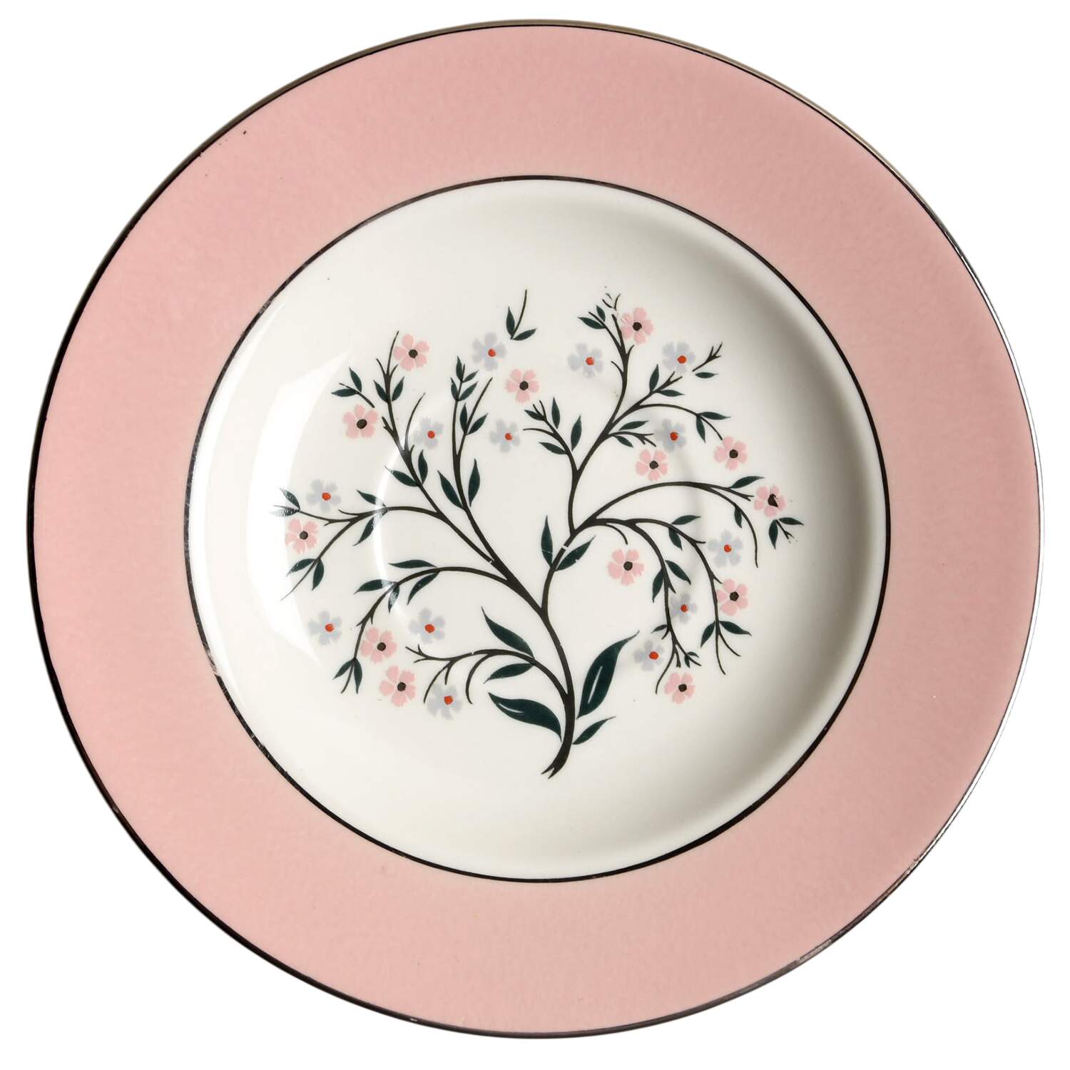 Springtime (Pink Rim, CV32) Saucer by Homer Laughlin -1