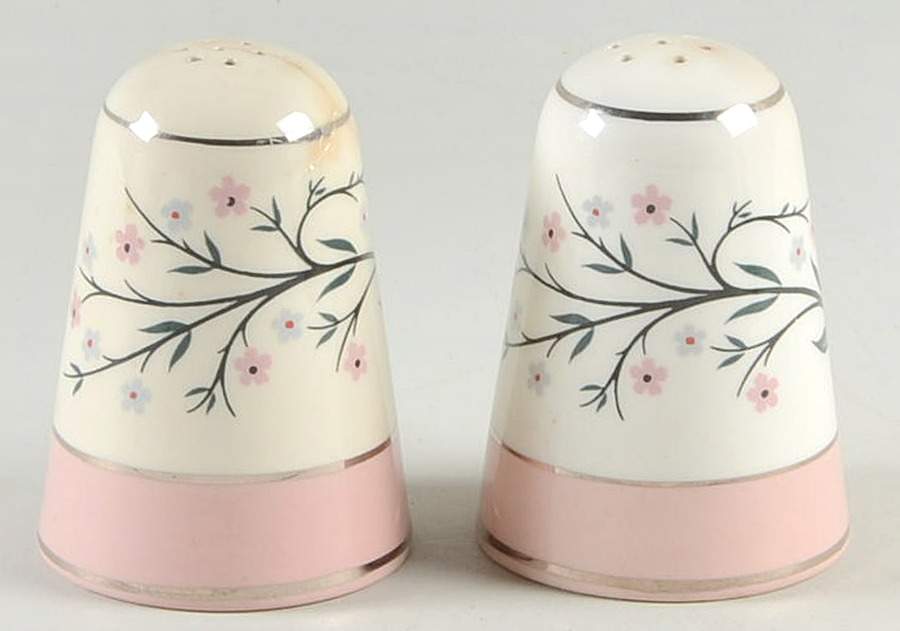 Springtime (Pink Rim, CV32) Salt & Pepper Set by Homer Laughlin -1