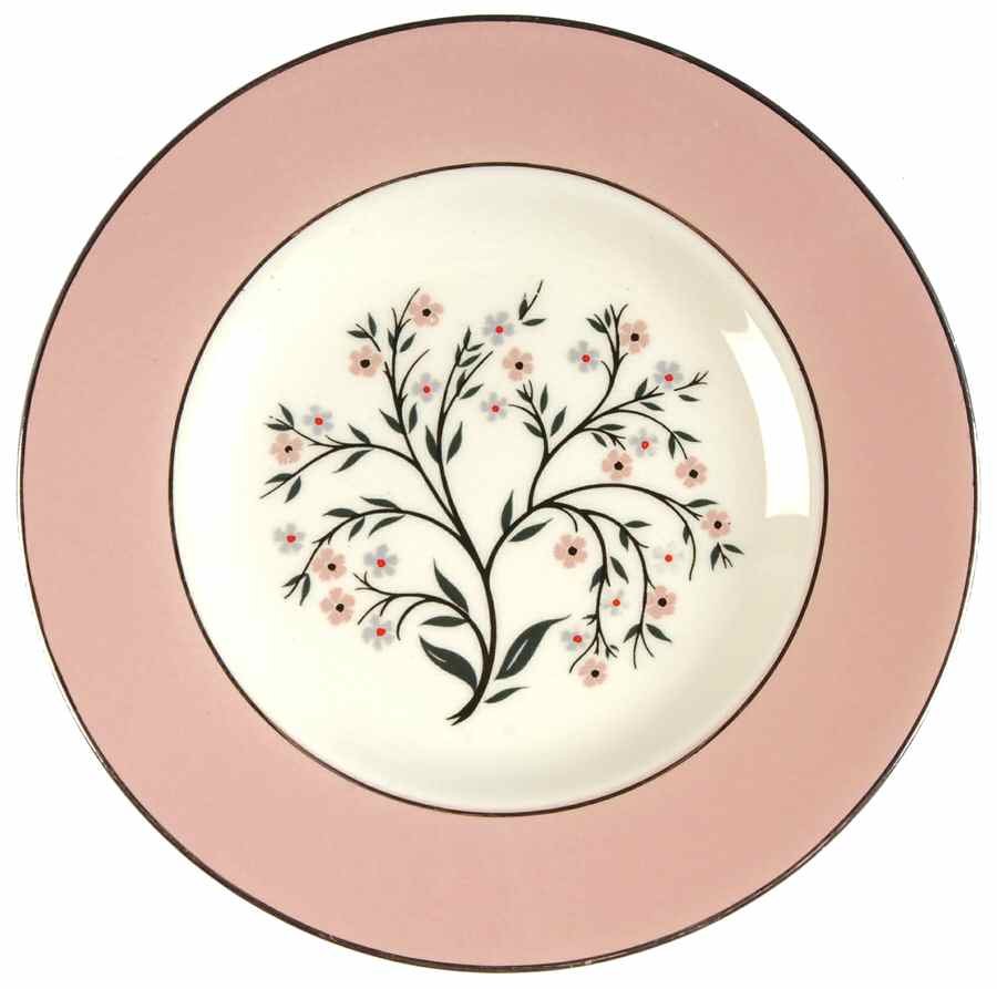 Springtime (Pink Rim, CV32) Bread & Butter Plate by Homer Laughlin -1