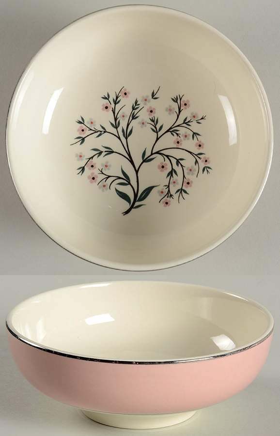 Springtime (Pink Rim, CV32) Coupe Cereal Bowl by Homer Laughlin -1