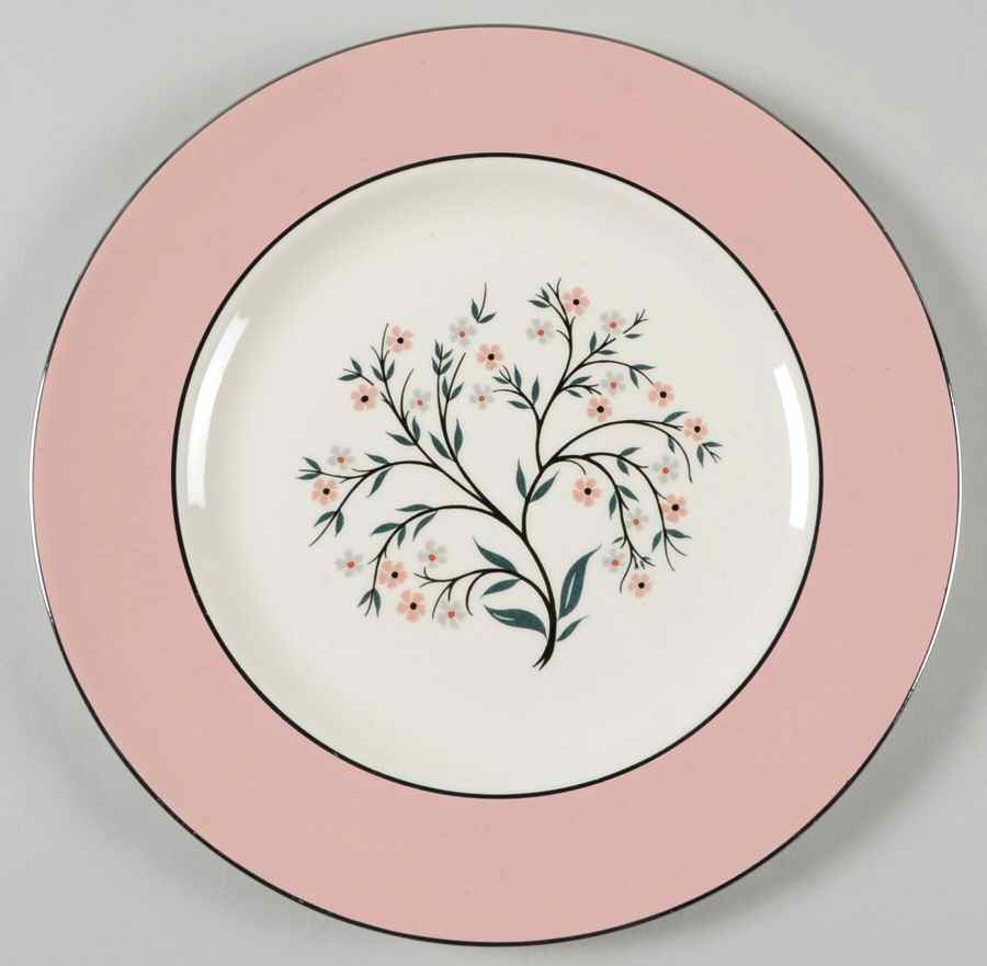 Springtime (Pink Rim, CV32) Luncheon Plate by Homer Laughlin -1