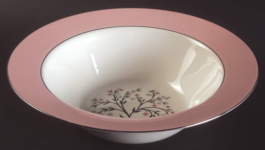 Springtime (Pink Rim, CV32) 9" Round Vegetable Bowl by Homer Laughlin -1