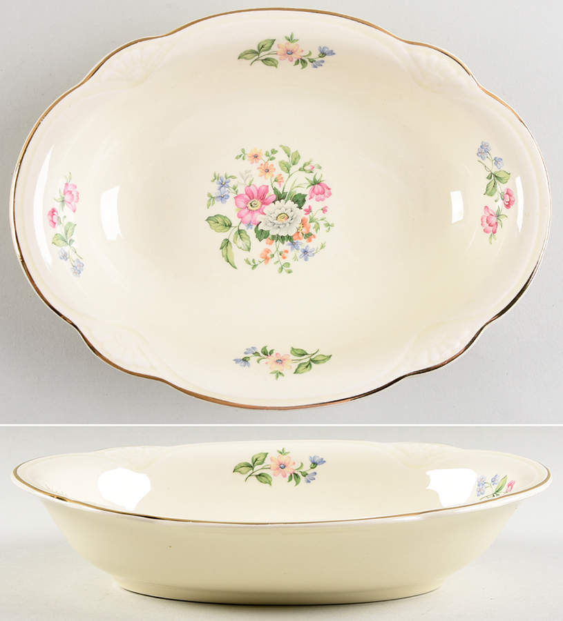 Springtime (Marigold) 9" Oval Vegetable Bowl by Homer Laughlin -1
