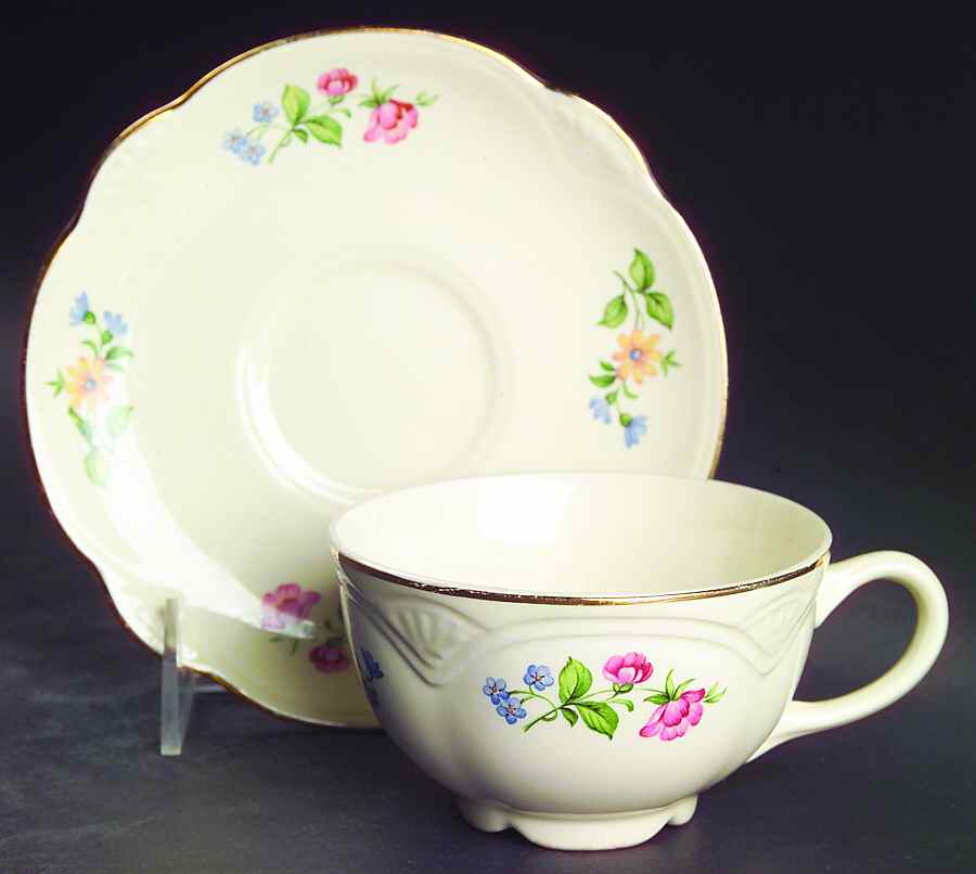 Springtime (Marigold) Flat Cup & Saucer Set by Homer Laughlin -1