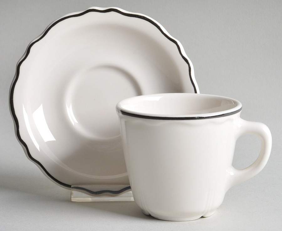 Styleline Black Flat Cup & Saucer Set by Homer Laughlin -1