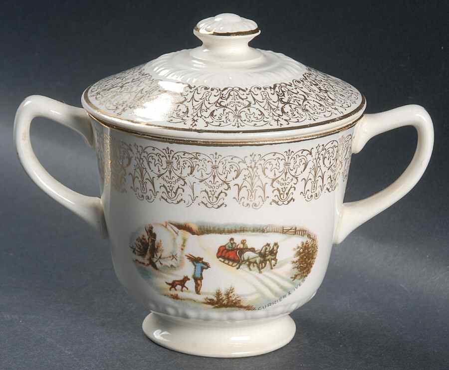 Sun Gold Sugar Bowl & Lid by Homer Laughlin -1