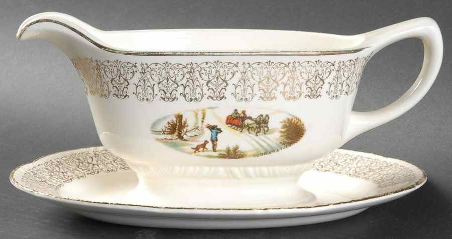 Sun Gold Gravy Boat & Underplate/Relish by Homer Laughlin -1