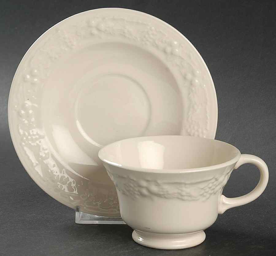Theme Off White (Eggshell) Footed Cup & Saucer Set by Homer Laughlin -1