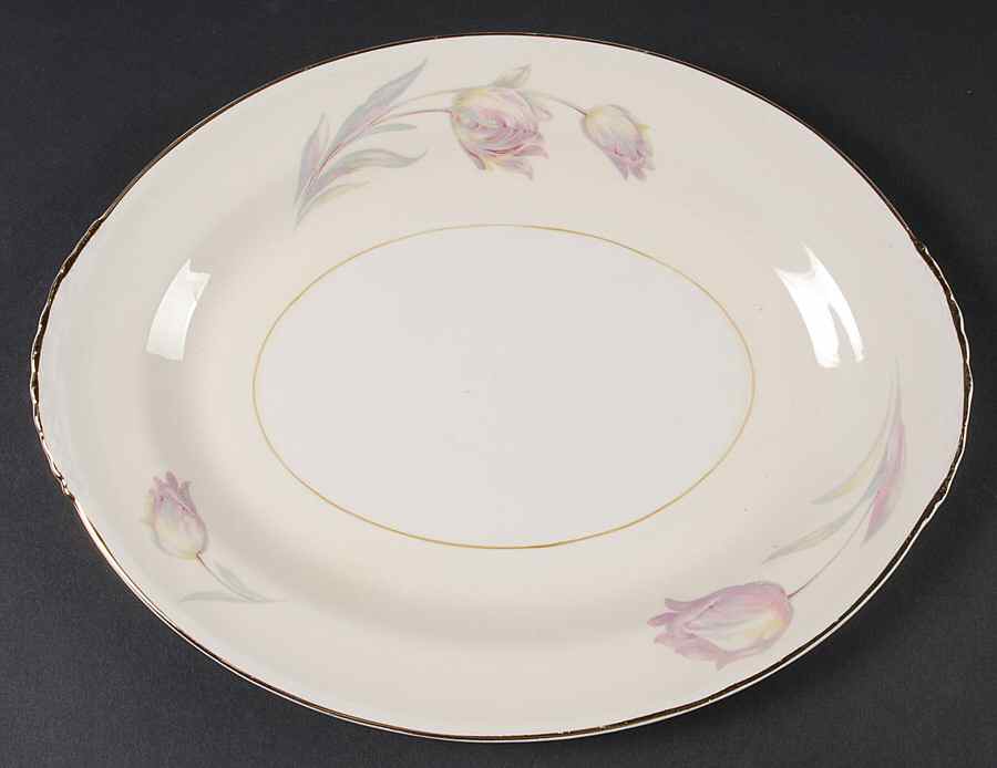 Tulip (Eggshell Nautilus) 11" Oval Serving Platter by Homer Laughlin -1
