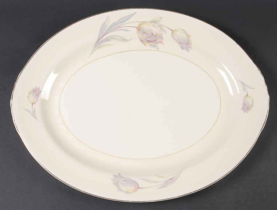 Tulip (Eggshell Nautilus) 15" Oval Serving Platter by Homer Laughlin -1