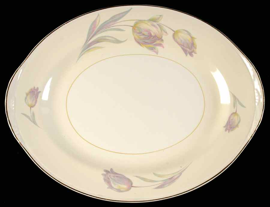 Tulip (Eggshell Nautilus) 13" Oval Serving Platter by Homer Laughlin -1