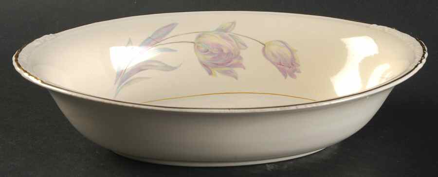 Tulip (Eggshell Nautilus) 9" Oval Vegetable Bowl by Homer Laughlin -1
