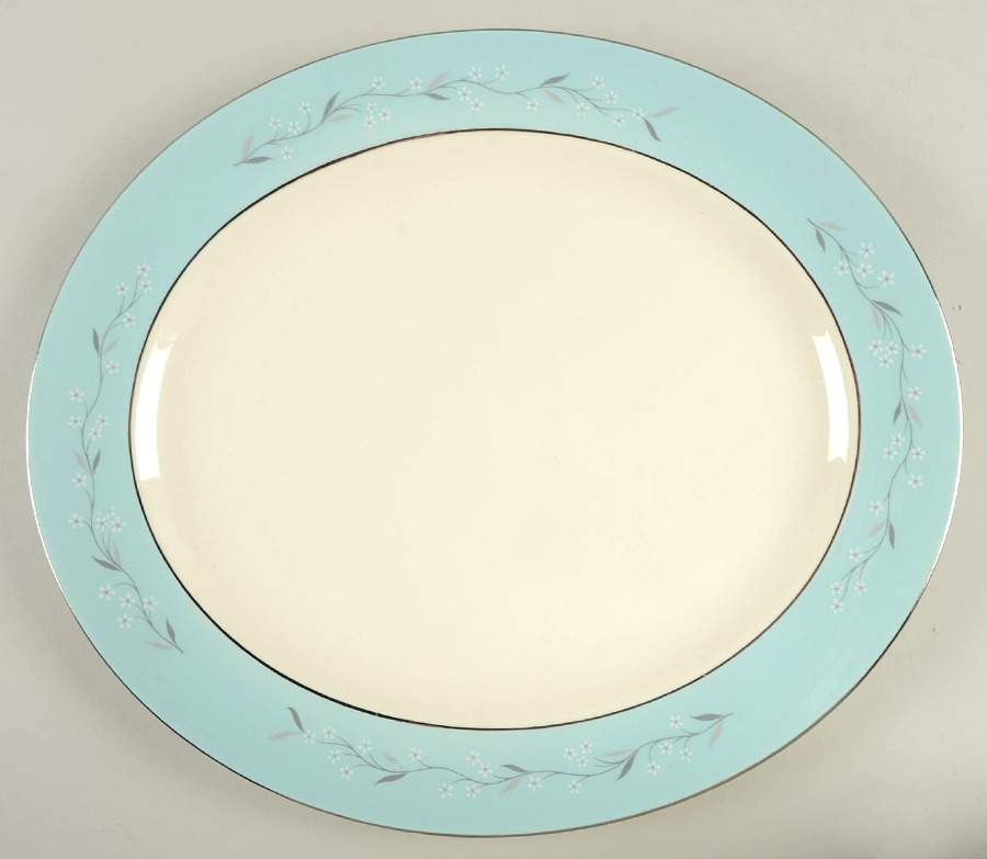 Turquoise Melody 15" Oval Serving Platter by Homer Laughlin -1