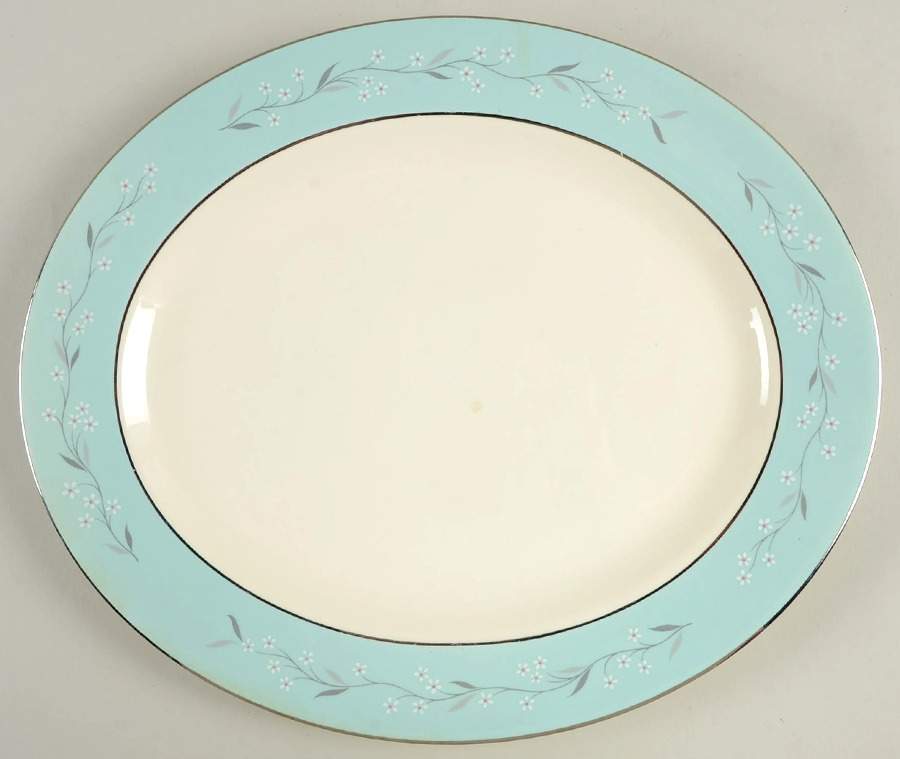 Turquoise Melody 13" Oval Serving Platter by Homer Laughlin -1
