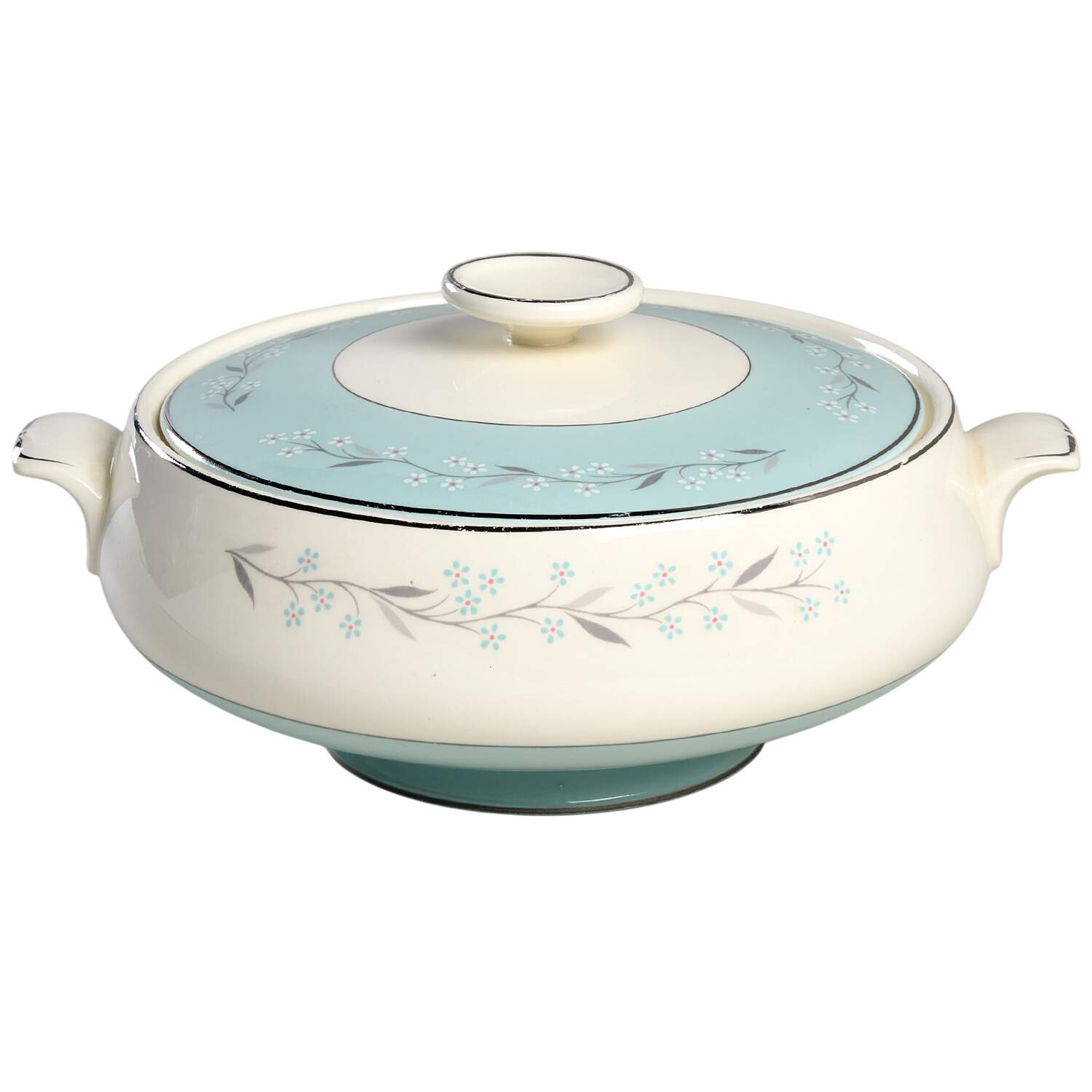 Turquoise Melody Round Covered Vegetable by Homer Laughlin -1