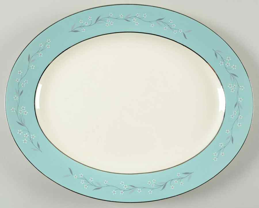 Turquoise Melody 11" Oval Serving Platter by Homer Laughlin -1