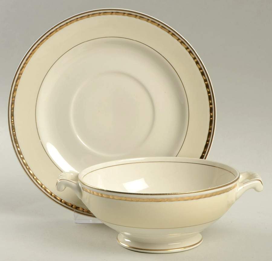 Viceroy Footed Cream Soup Bowl & Saucer Set by Homer Laughlin -1