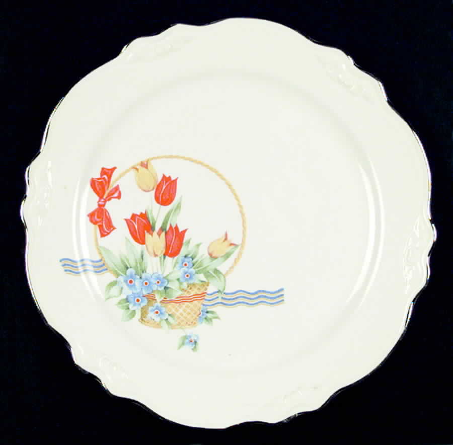Tulips In A Basket Dinner Plate by Homer Laughlin -1