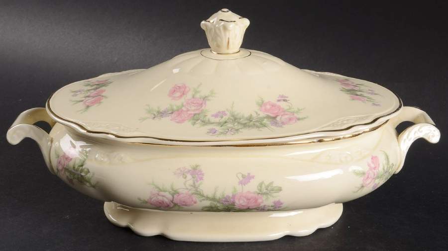 Heather Rose (Virginia Rose) Oval Covered Vegetable by Homer Laughlin -1